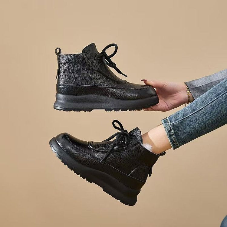 Damen Modische und bequeme Plateau-Stiefeletten Drune
