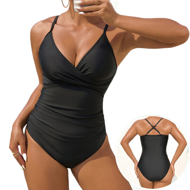 Damen Einteiliger Badeanzug mit raffiniertem Wickeldesign Drune