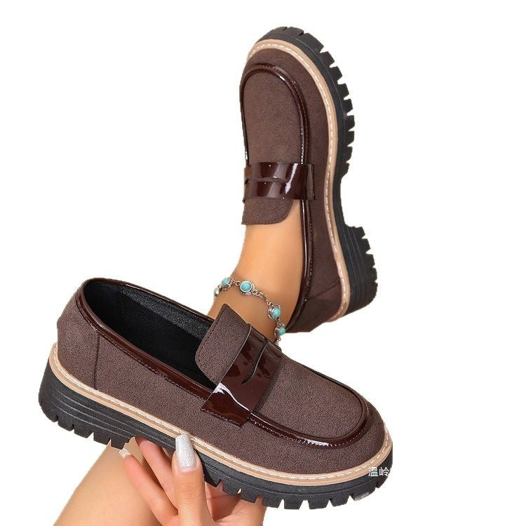 Damen nan modische Plateau-Loafer mit robuster Traktorsohle, gepolstertem Komfortfußbett und eleganter Penny-Lasche Drune