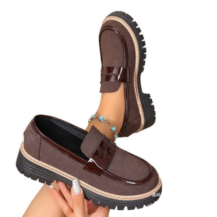 Damen nan modische Plateau-Loafer mit robuster Traktorsohle, gepolstertem Komfortfußbett und eleganter Penny-Lasche Drune
