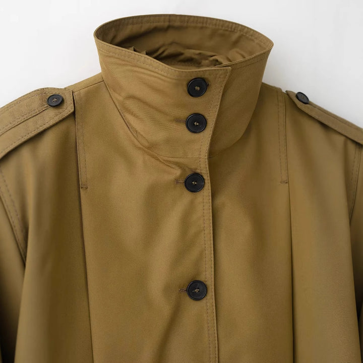 Damen nan kastiges Cropped-Trenchcape mit überschnittenen Schultern und dekorativen Epauletten Drune