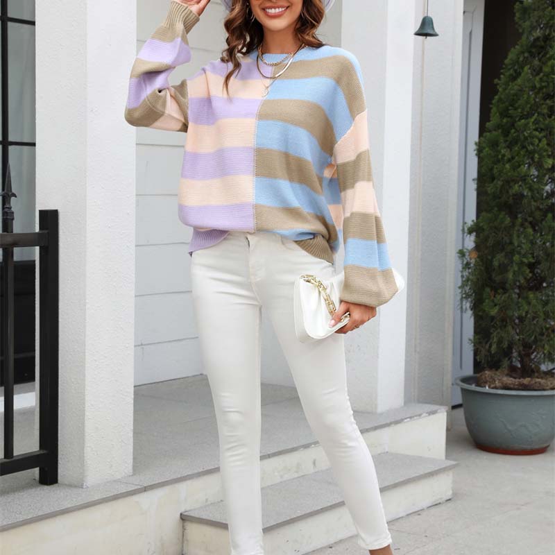 Drune | Farbiger Gestreifter Strickpullover Mit Stil
