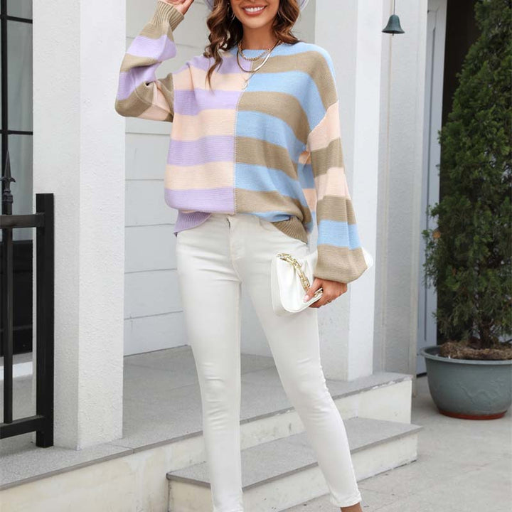 Drune | Farbiger Gestreifter Strickpullover Mit Stil