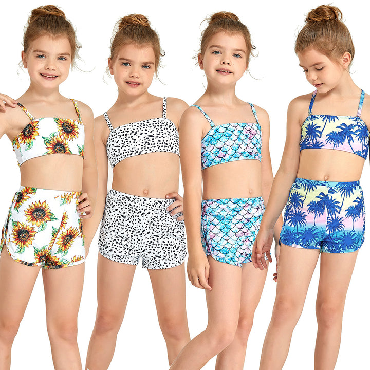Mädchen Bikini-Set mit modischem Crop-Oberteil und hoch geschnittenen Shorts Drune