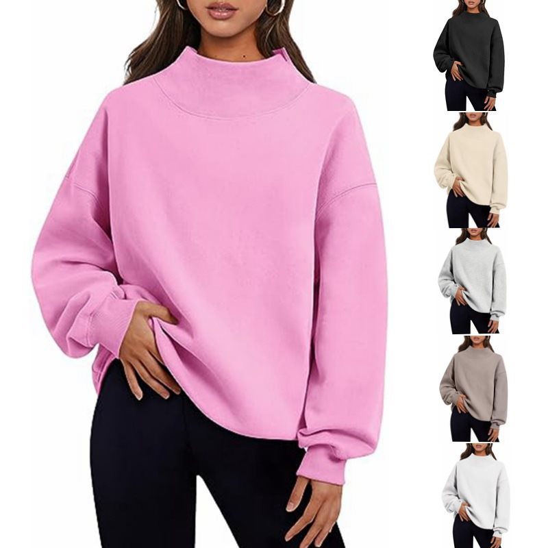 Damen Oversized Sweatshirt mit hochgeschlossenem Kragen und lässigem Schnitt Drune