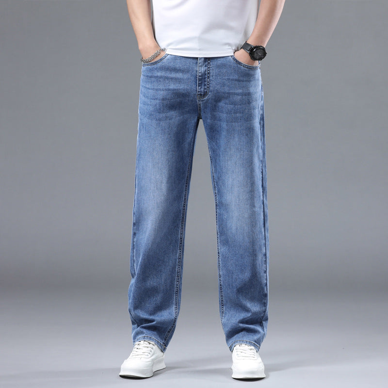 Herren Extraweite Denim-Baggy-Jeans mit geradem Bein & soften Waschungen Drune