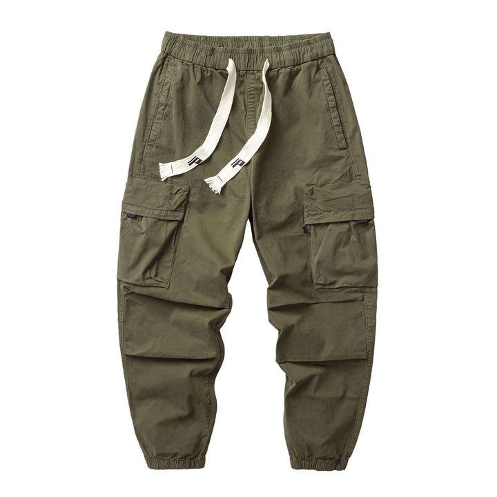 Herren Funktionelle Cargo-Joggerhose aus Baumwoll-Twill mit elastischem Tunnelzugbund und Klapp‑Utility‑Taschen Drune