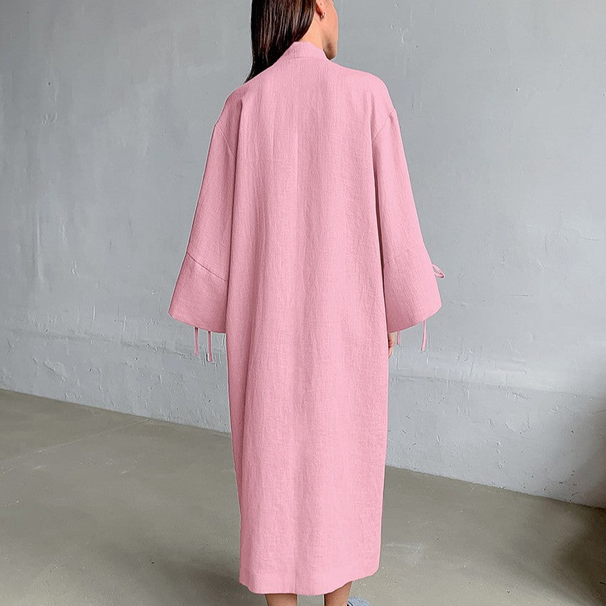 Damen Kimono-Style Morgenmantel mit verspieltem Rüschendetail Drune