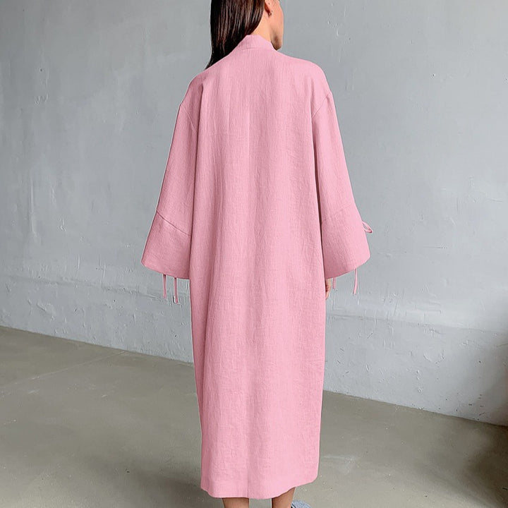 Damen Kimono-Style Morgenmantel mit verspieltem Rüschendetail Drune