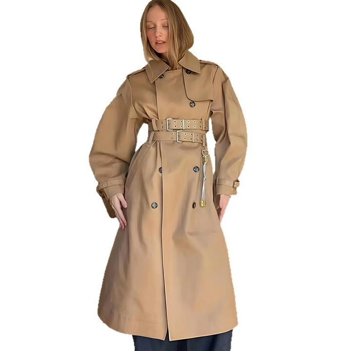 Damen klassischer Trenchcoat mit Gürtel und modernen Details Drune