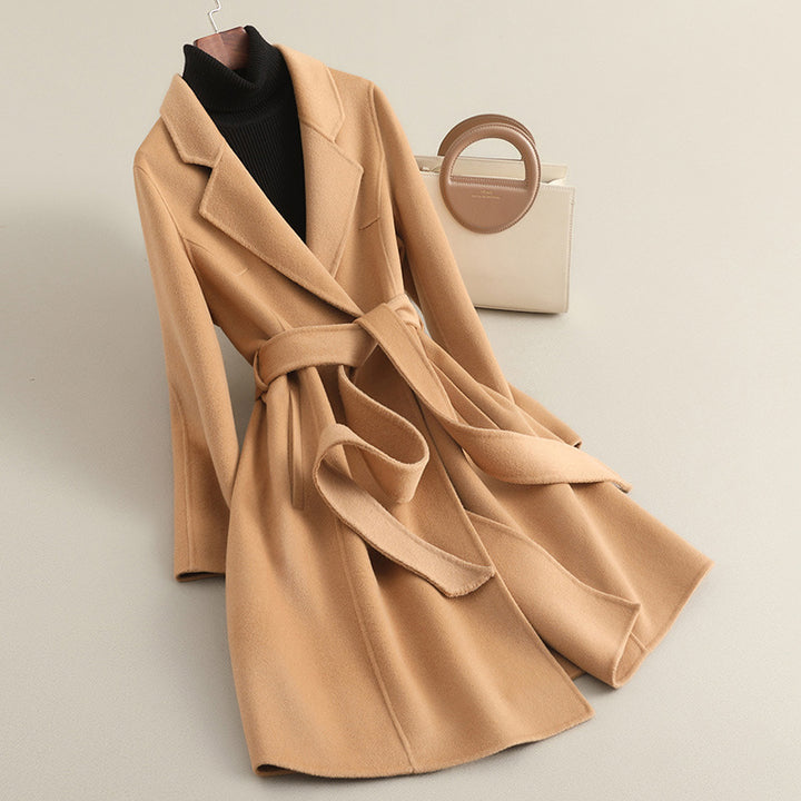 Damen Eleganter Wollmantel mit praktischen Taschen Drune