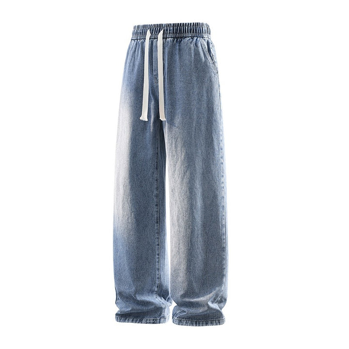 Herren Weite Denim-Freizeithose mit elastischem Bund, Tunnelzug & relaxed Baggy‑Silhouette Drune