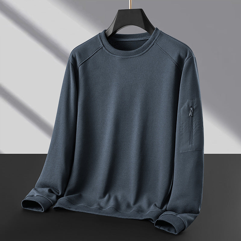 Herren Rundhals‑Sweatshirt mit Reißverschluss‑Ärmeltasche und funktionaler Jersey‑Qualität Drune