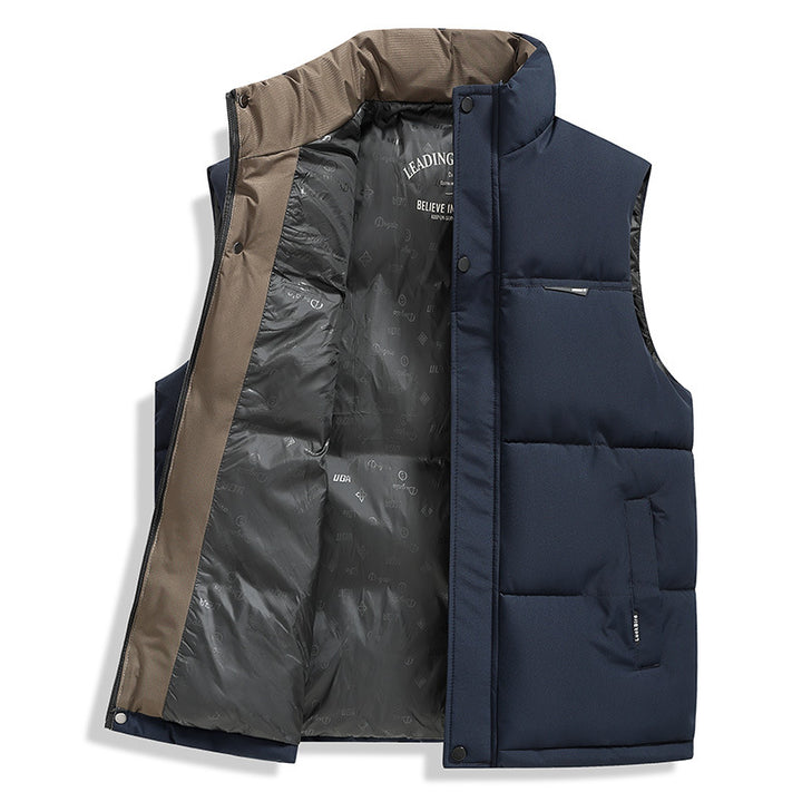 Herren Thermo-Pufferweste mit verstärktem Kragen, Zweifachverschluss & Futter mit Logo-Print Drune