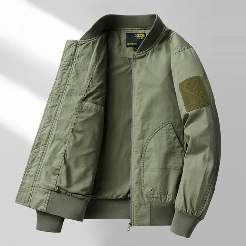 Herren  Canvas Zip-up Rippbündchen Utility-Jacke mit gewölbten Taschenpaneelen Drune