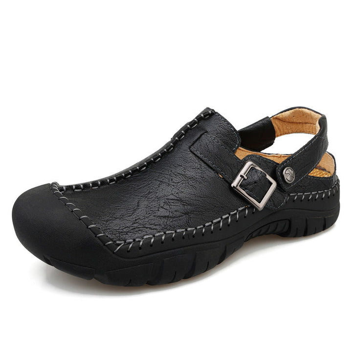 Herren Clogs aus hochwertigem Leder mit komfortablem Riemen und rutschfester Sohle Drune