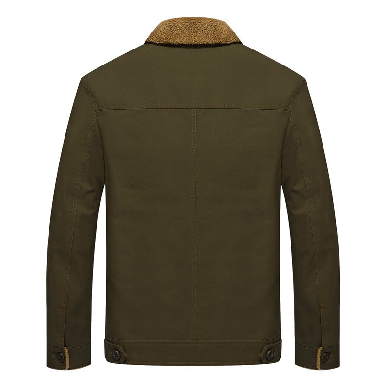 Herren Robuste Canvas-Truckerjacke mit durchgehendem Teddyfutter und Hemdkragen Drune