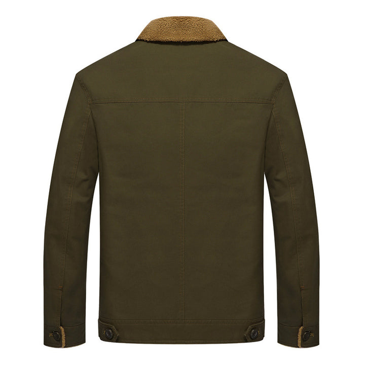 Herren Robuste Canvas-Truckerjacke mit durchgehendem Teddyfutter und Hemdkragen Drune