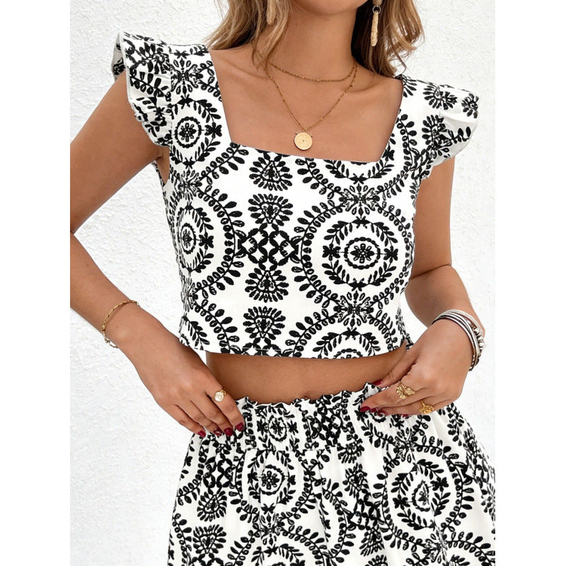 Damen Zweiteiliges Set mit cropped Top und kurzen Rock Drune