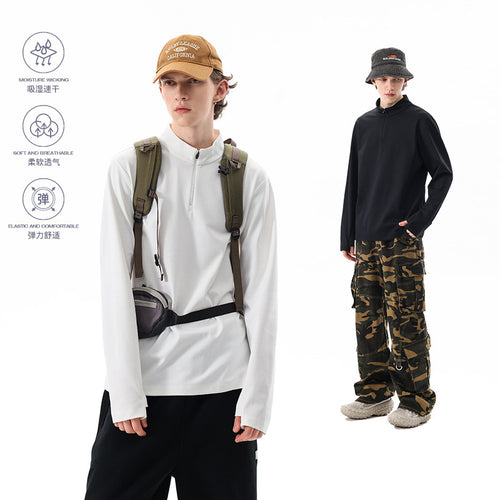 Herren Langärmeliges Halbzip-Sweatshirt mit Stehkragen und weitem Schnitt aus technischem Jersey Drune