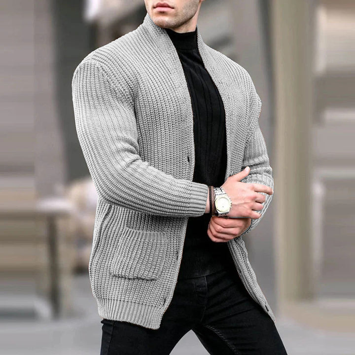 Herren Grobstrick-Cardigan mit Schalkragen und aufgesetzten Taschen Drune