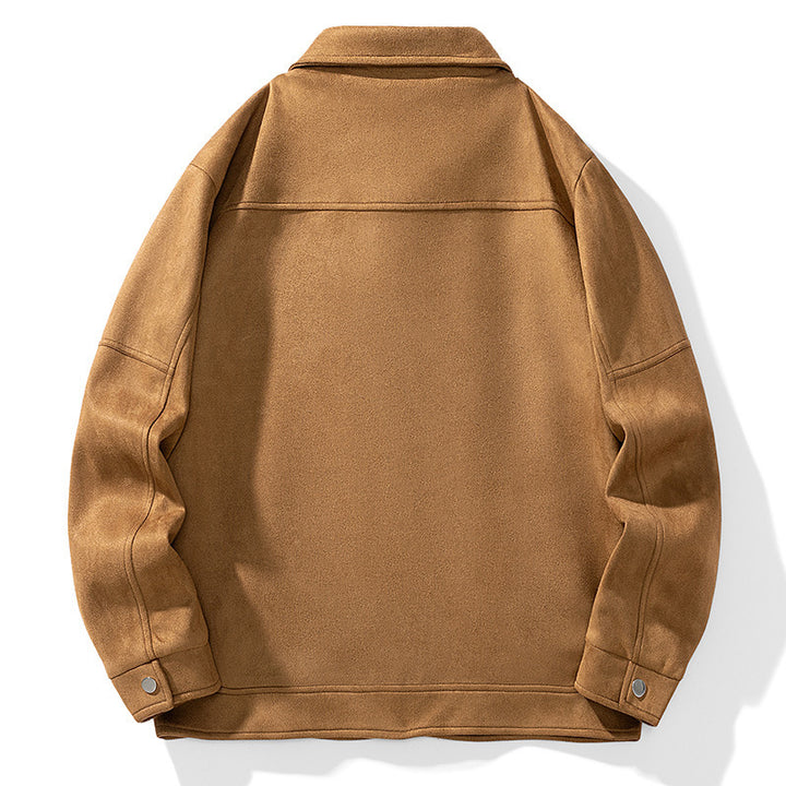 Herren Overshirt aus Kunstleder mit Hemdkragen und Pattentaschen Drune