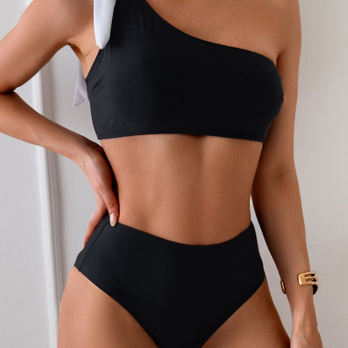 Damen Einseitiger Bikini mit dekorativer Schleife Drune