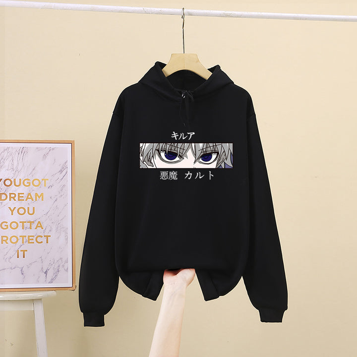 Unisex nan oversized Kapuzenpullover mit anime Augenprint und weicher Baumwollmischung Drune