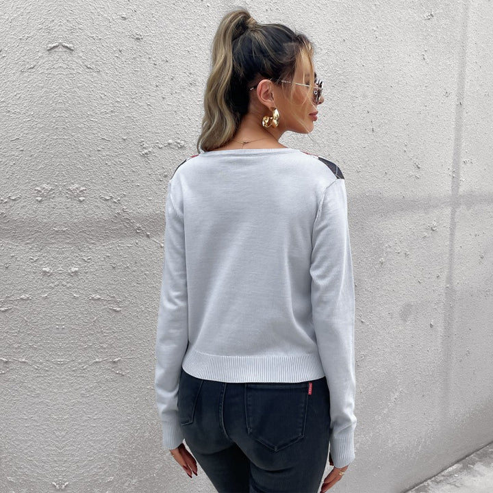 Damen Leichter Kurzcardigan mit Rautenmuster, V-Ausschnitt und Knopfleiste Drune