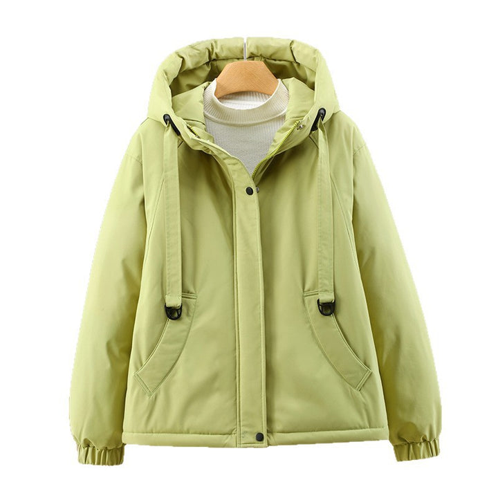 Damen Kurze Thermo-Kapuzenjacke mit Tunnelzug, Winddichter Außenhülle und elastischen Bündchen Drune