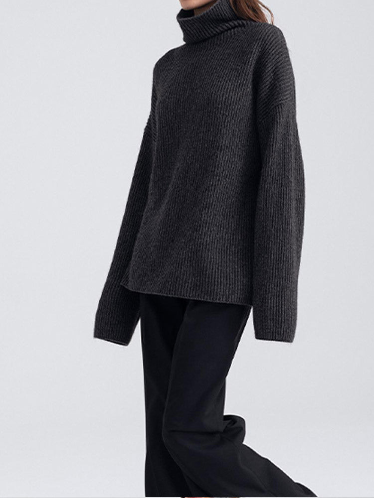 Damen Großer Rollkragen-Strickpullover aus hochqualitativem Material Drune