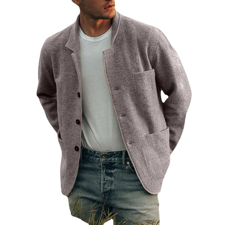 Herren nan ungefütterter Wollmix-Cardigan-Blazer mit aufgesetzten Taschen und schlichter Kantenverarbeitung Drune