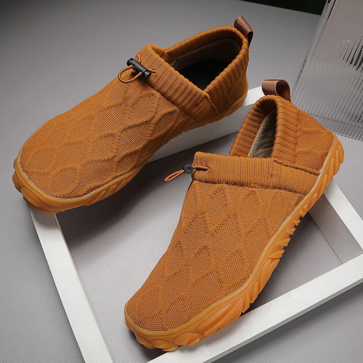 Herren gestrickte Slip-On Freizeitsneaker mit elastischem Schaft, Zuglasche und griffiger Gummisohle Drune