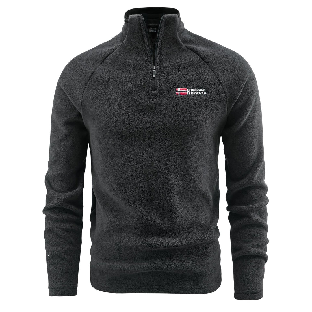 Herren Fleece-Pullover mit halbem Reißverschluss und hohem Stehkragen Drune