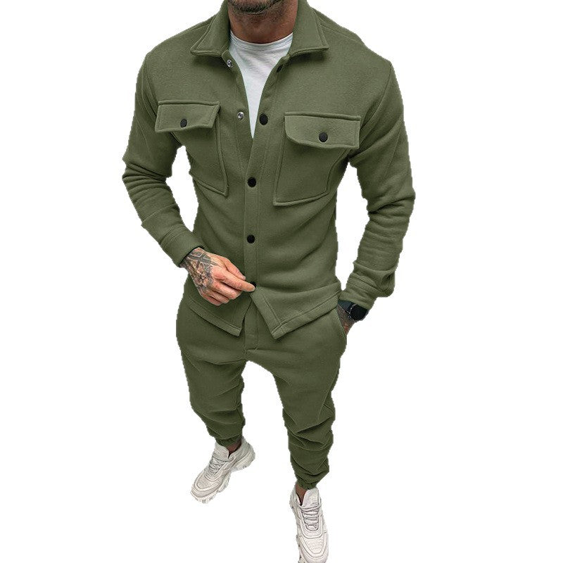 Herren Utility-Overshirt aus French-Terry mit Pattentaschen und Druckknopfverschluss Drune