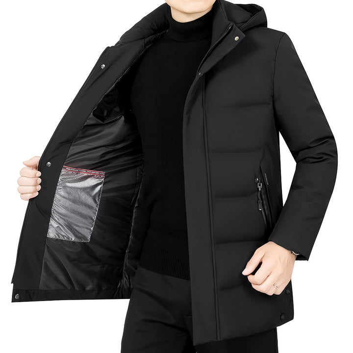 Herren Thermo-Winterkurzmantel mit luxuriösem Kunstfell-Innenfutter und Stehkragen Drune