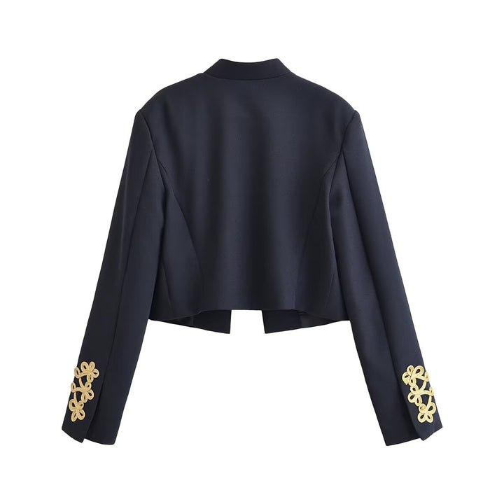 Damen Kurze Militärjacke mit goldverzierter Kordelapplikation Drune