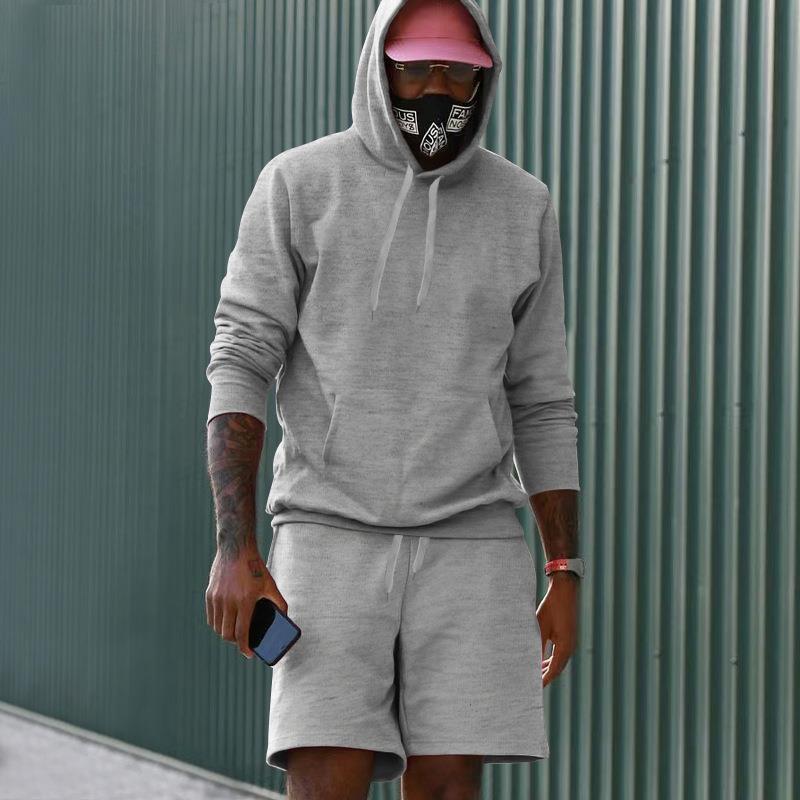 Drune Herren Hoodie-Shorts-Set mit Kängurutasche