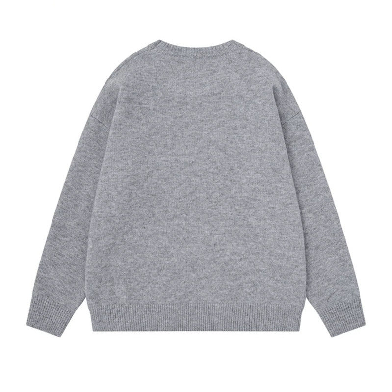 Damen Kuscheliger Strickpullover mit Eisbär-Applikation und eingearbeitetem Streifenschal Drune