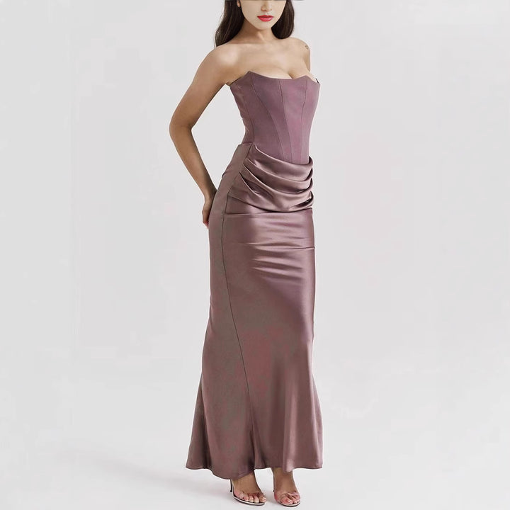 Damen Abendkleid mit figurbetontem Schnitt und eleganten Drapierungen Drune