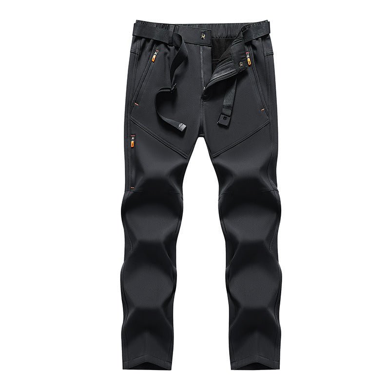 Herren Technische Softshell‑Outdoorhose mit vorgeformten Knien, wasserabweisenden Reißverschlüssen & integriertem Gürtel Drune