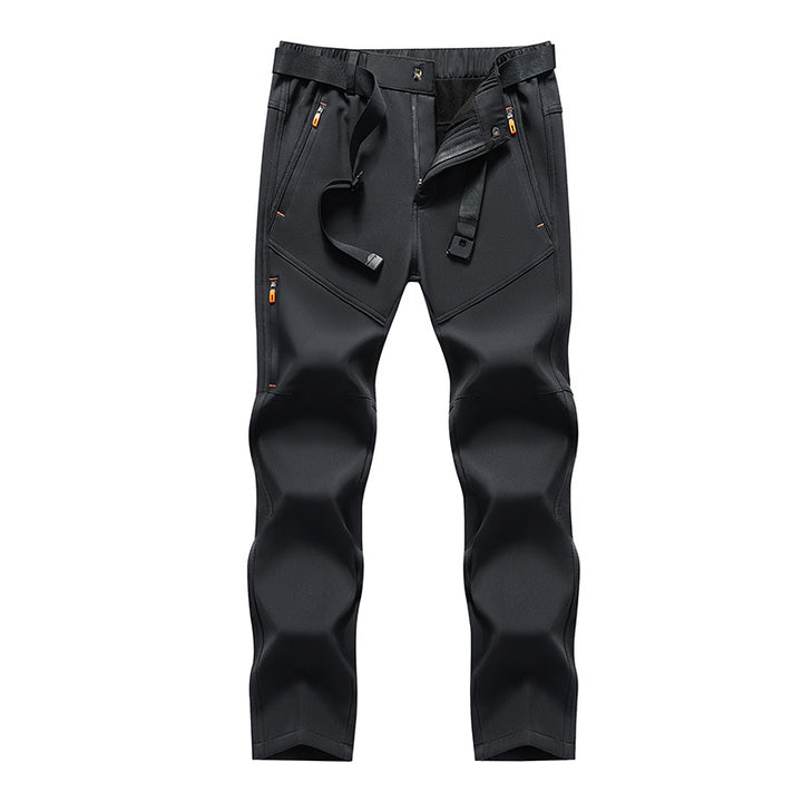 Herren Technische Softshell‑Outdoorhose mit vorgeformten Knien, wasserabweisenden Reißverschlüssen & integriertem Gürtel Drune