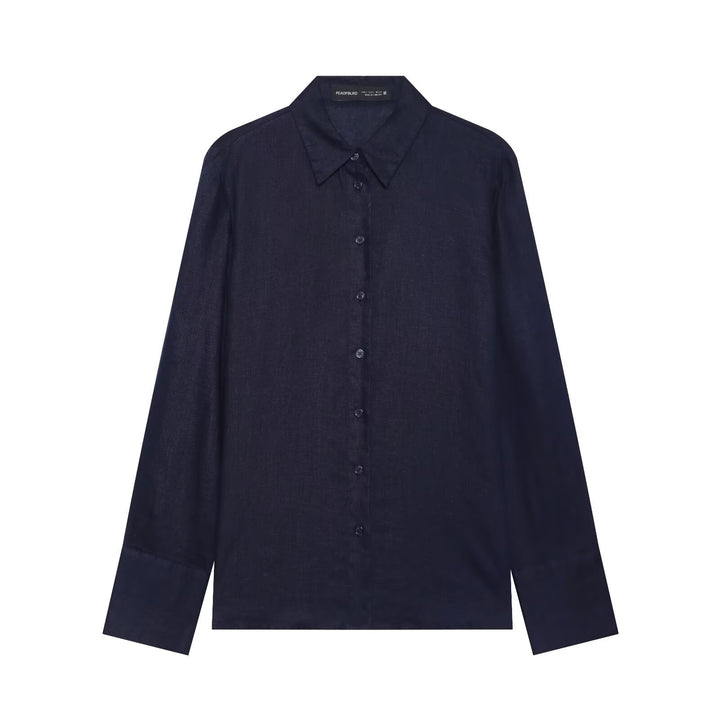 Damen Oversized Seidenimitat-Hemdbluse mit Kentkragen und Manschetten Drune