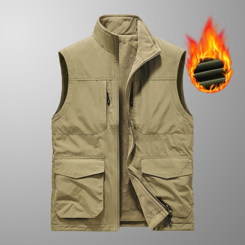 Herren Utility‑Weste mit Multi‑Taschen, Stehkragen & atmungsaktivem Mesh‑Futter Drune