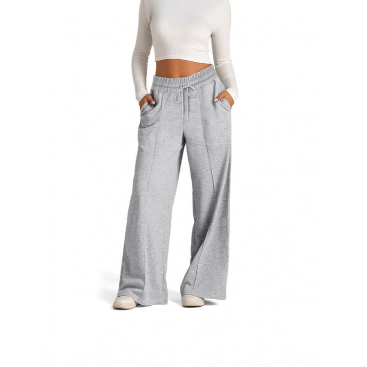 Damen breite Jogginghose mit elastischem Bund und seitlichen Eingrifftaschen Drune