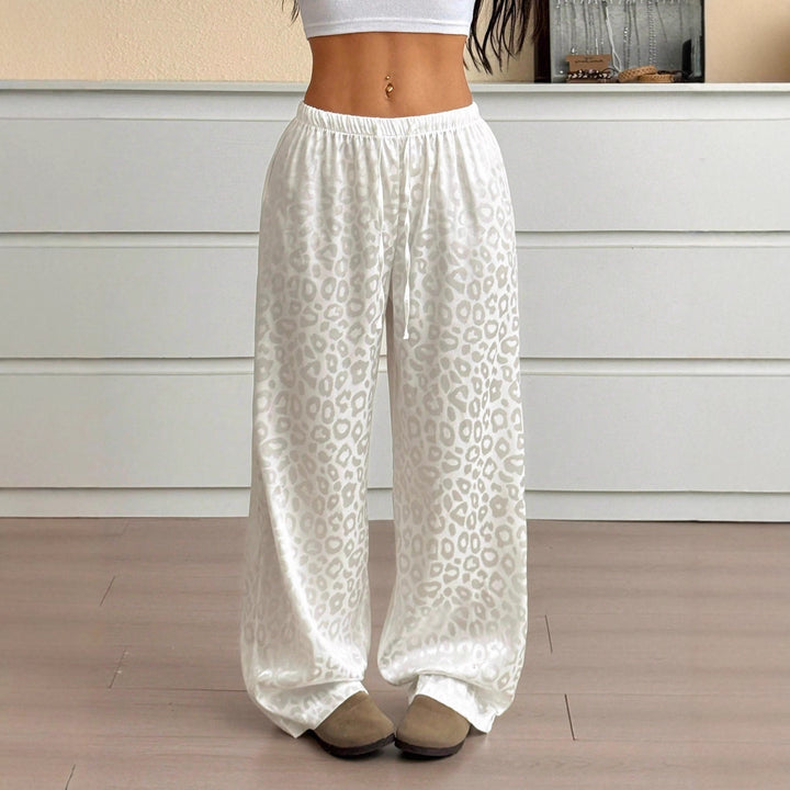 Damen Lässige Palazzo-Hose mit elastischem Bund und trendigem Leopardenmuster Drune