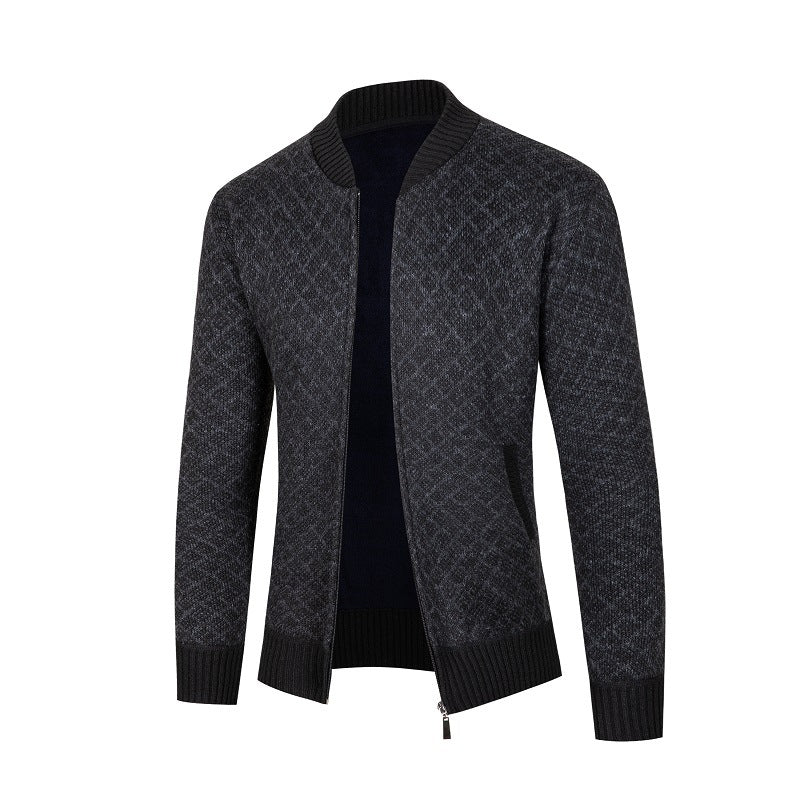 Herren Strickjacke mit modernem Rautenmuster und Reißverschluss Drune