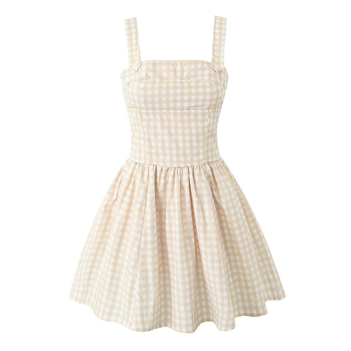 Damen Viskose Sommerkleid mit kariertem Design und romantischem Schnitt Drune