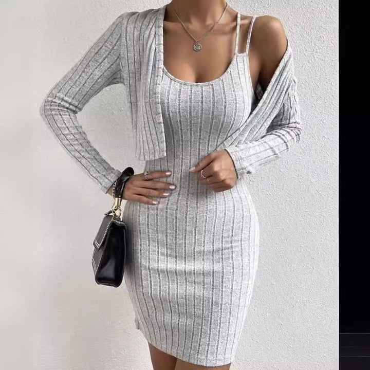 Damen Strickkleid mit geöffnetem Cardigan Drune