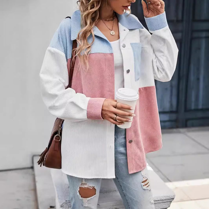 Damen Cordjacke mit Farbblockdesign Drune
